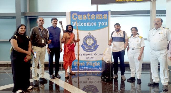 R.V.V. Satyanarayana Welcomes First Passenger at Bhogapuram Airport
