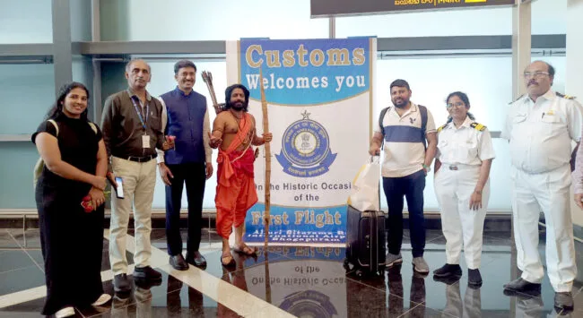 R.V.V. Satyanarayana Welcomes First Passenger at Bhogapuram Airport